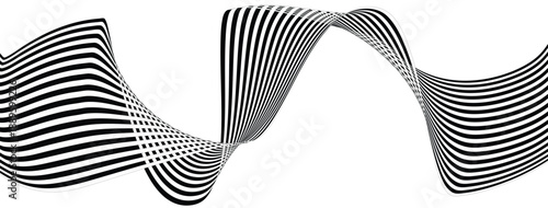 Futuristic Curved Line Wave Monochrome Abstract Vector
