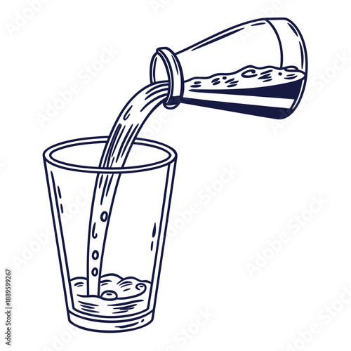 Simple Refreshing Water Glass Outline Illustration for Hydration Icon