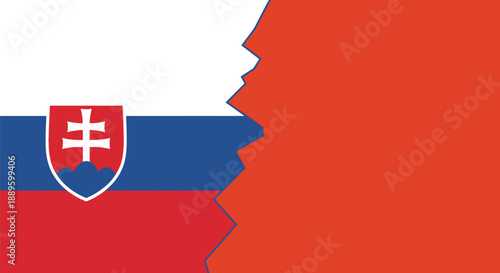 Slovakia and China Flag Combination with Jagged Dividing Line. Concept for Bilateral Relations, Geopolitics, Trade, and International Cooperation.