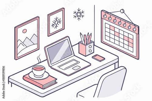 Winter Productivity Home Office Illustration Clea (7)