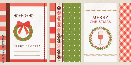 Festive christmas and new year themed gift tags displayed in a row