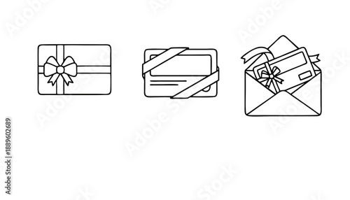 Gift Card Line Icons Set