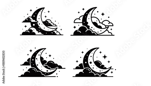 Crescent Moon Night Sky Icon