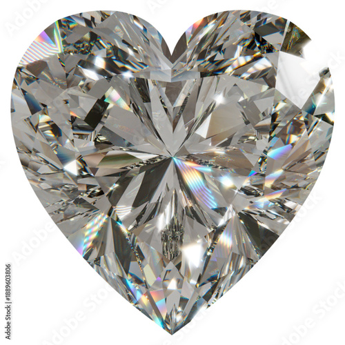 Brilliant Heart-Shaped White Diamond, A stunning heart-shaped white diamond with dazzling facets and exceptional clarity, perfect for luxury, wedding, and romantic design projects.