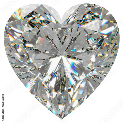 Brilliant Heart-Shaped White Diamond, A stunning heart-shaped white diamond with dazzling facets and exceptional clarity, perfect for luxury, wedding, and romantic design projects.