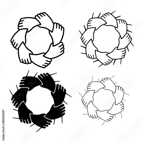 Unity and Cooperation Concept with Human Hands Joining Together Silhouette Pack