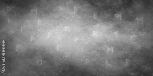 A dark and textured grunge metal background features a dirty gray surface with an old vintage wall pattern and smoke effects for a rough retro design