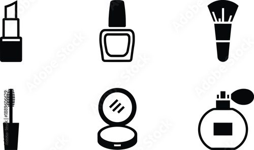 Cosmetic Icons Collection Makeup Tools and Products Set