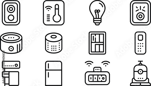 Collection of modern smart home icons for technology and gadgets
