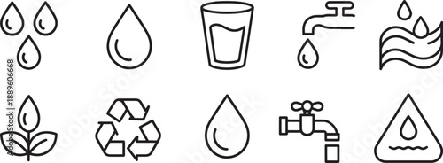 Water Drop with Recycling Symbol and Faucet leaf glass