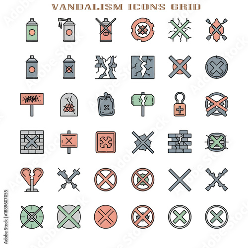 Urban Vandalism with Graffiti on Damaged City Wall