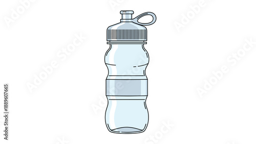 Single blue transparent sports water bottle with a handle lid and textured grip isolated on a white background for health and fitness.