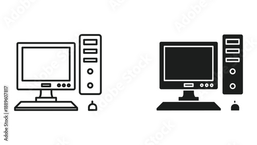 Desktop computer icon set