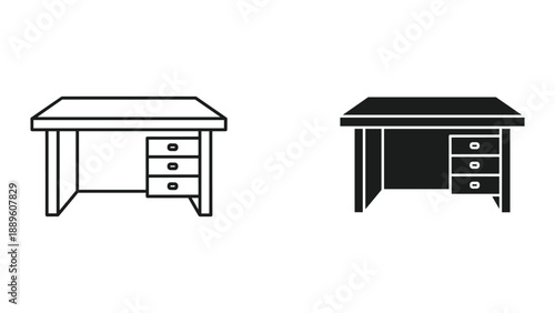 Simple desk illustration with drawers