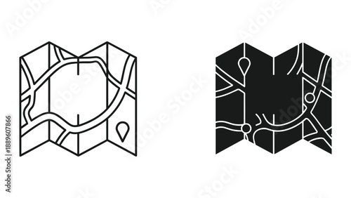 Map illustration with navigation markers