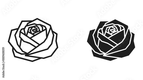 Black and white rose illustration on white background