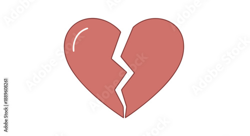 Stylized broken heart emblem, jagged fracture lines, glossy crimson, emotional distress symbol, fragmented emblem on clean backdrop with dynamic lighting