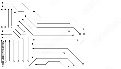 Technology black circuit diagram. High-tech circuit board connection system. Vector abstract technology on white background.