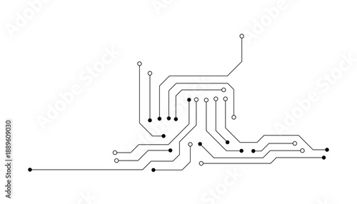 Technology black circuit diagram. High-tech circuit board connection system. Vector abstract technology on white background.