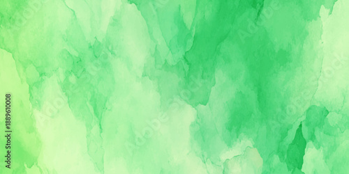 Green watercolor background with organic wash texture creates a natural, calming aesthetic stationery design.