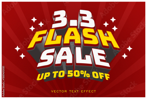 March 3rd Shopping Day Flash Sale promotional poster with editable vector text effects