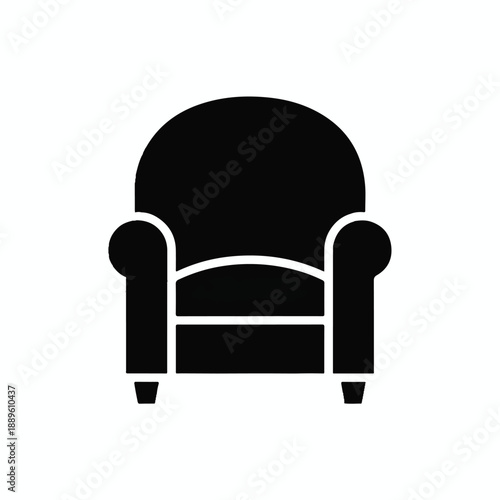 A single solid armchair icon in a minimalist glyph style, versatile for interior design and furniture applications.