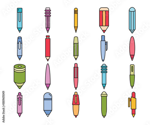 pen and pencil icons set vector illustration