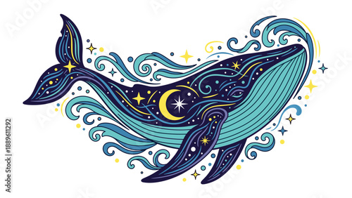 Celestial Whale: Dreamy Marine Art