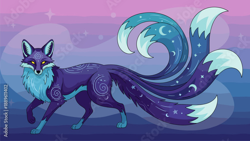 Nine-Tailed Fox Illustration - Fantasy, Mythical Creature