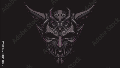 Oni Mask Illustration: Demonic Japanese Folklore Art