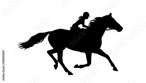 A silhouette of a woman riding a horse at full gallop