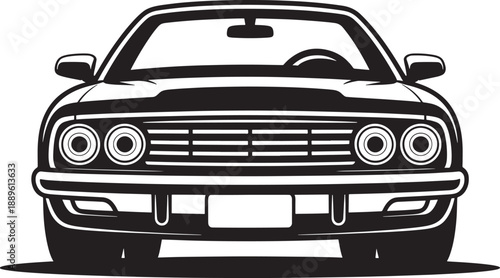 Black and white car front view vehicle transportation