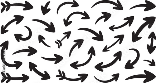 Black Arrows on White Background direction