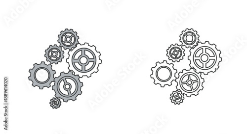 Cogs and Industrial Gears System Technology Illustration Representing Mechanics and Engineering