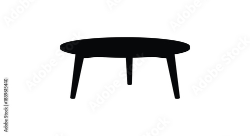 A simple illustration depicts a solitary round table with three legs and a subtle shadow below high quality
