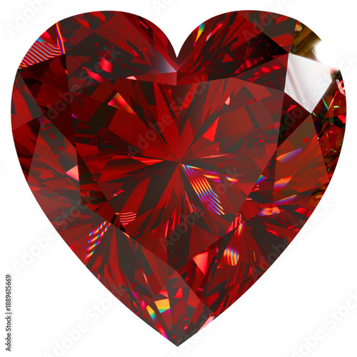 Elegant Heart-Shaped Red Diamond, A captivating heart-shaped red diamond with exquisite facets and rich color, ideal for luxury, romantic, and high-end design projects.