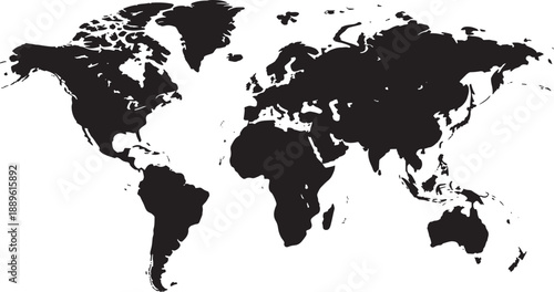 Black Map Silhouette geography white background