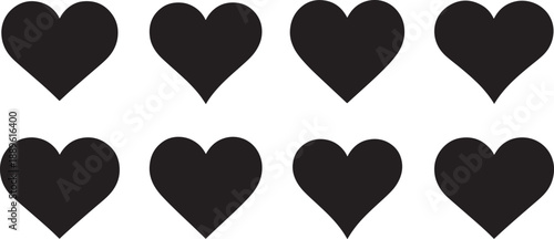 Multiple black heart shapes hearts love symbol
