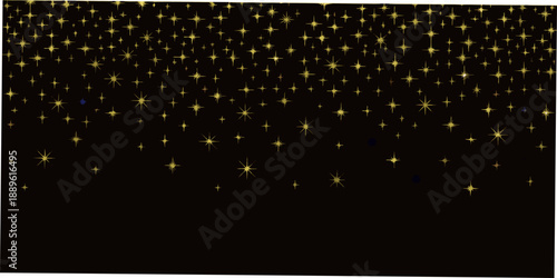 A dark background adorned with a dense scattering of golden sparkling stars