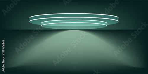 Modern green podium background illuminated by bright spotlights perfect for award ceremonies product showcases promotions and elegant presentation designs