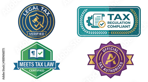 Tax Compliance and Legal Verification Vector Badges
