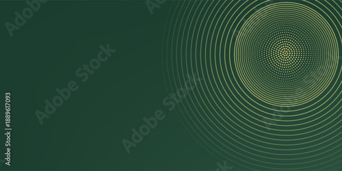 Stylish green background featuring gold circles and abstract details perfect for luxury designs invitations posters and elegant presentations. vector