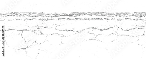 Abstract gray lines and dots forming layered patterns on white background