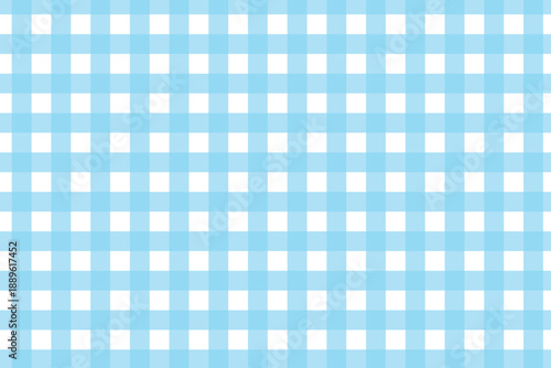 Blue and white gingham tablecloth pattern . Blue plaid texture . Vector illustration