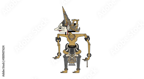 Ancient Egyptian pharaoh robot statue illustration viewed from the front in a graphic design