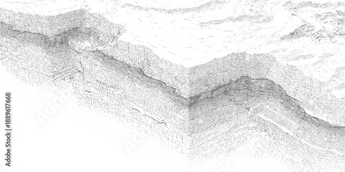 Detailed topographic contour lines depicting rugged mountainous terrain with sharp inclines and valleys