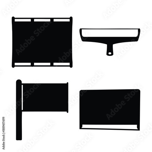 Variety of display signs and a versatile cleaning tool silhouette set
