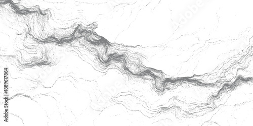 Abstract topographic map contour lines with flowing grey lines on white background