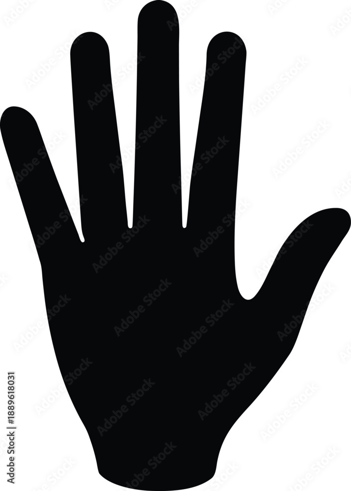 Obraz premium Minimalist black hand silhouette open palm vector