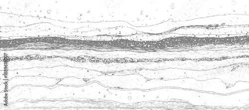 Detailed cross section of geological strata with varied textures and circular inclusions layers